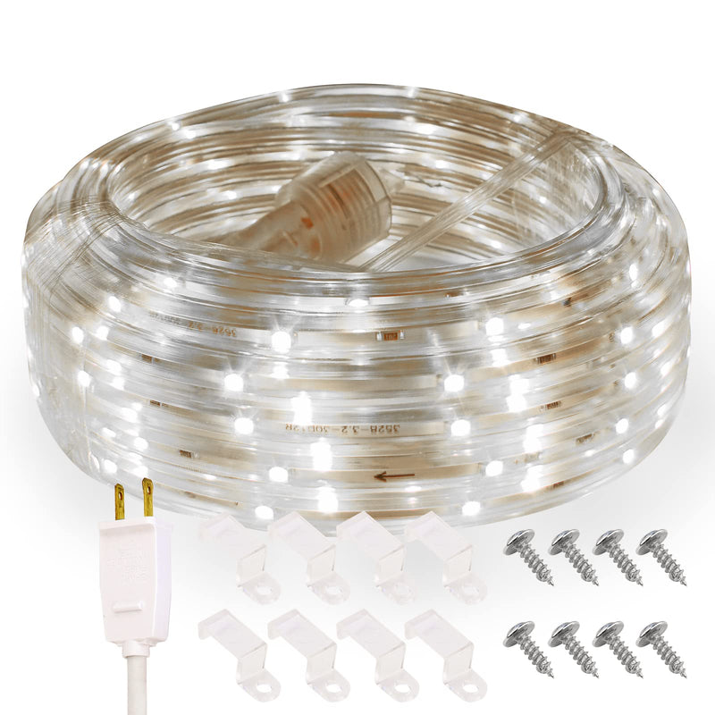 Daylight Rope Lights, 16.4ft Flexible Waterproof LED Strip Light, Nature White, Indoor Outdoor Decorative Lighting for Home Christmas Holiday Garden Patio Party Daylight