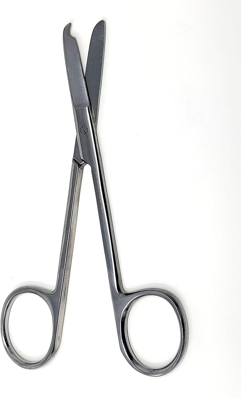 Suture Stitch Scissors 4.5" with Crescent Delicate Hook- Perfect for Suture Removal, First Aid, EMS Training and More Premium Quality Instrument- Stainless Steel (Silver) Silver