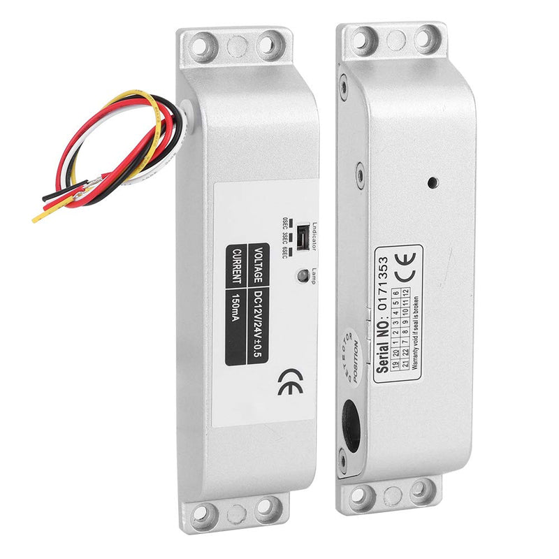 DC12V Electric Drop Bolt Lock, Electric Mortise Lock DC12V/24V Electric Bolt Lock Low Temperature 0/3/6s Delay Electronic Mortise Lock for Access Control System 4 Wires