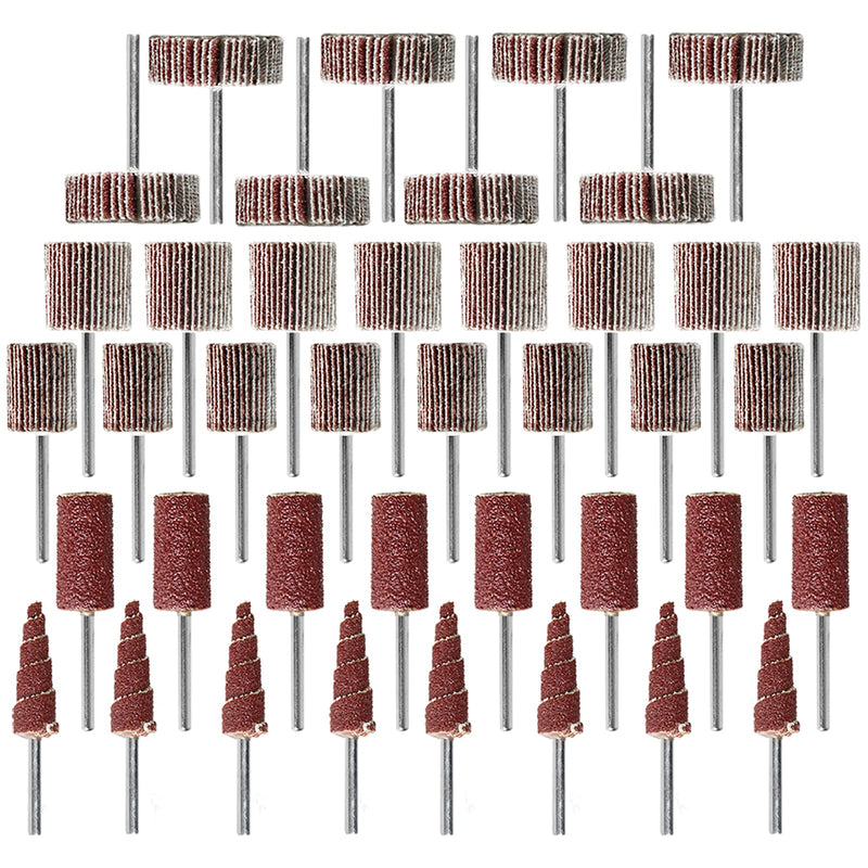 40 PCS Abrasive Flap Wheel Sander,80 Grit 3mm Shank Diameter Cone Shape Abrasive Sandpaper Flap Sanding Wheel Grinding Head for Rotary Tool