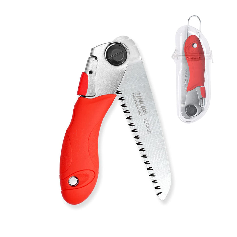 Hand Folding Pruning Saw Tree Wood Camping Saw 5 Inch Razor Teeth Saw Pocketboy For Wood Branches Camping With Carrying Case 130MM Red