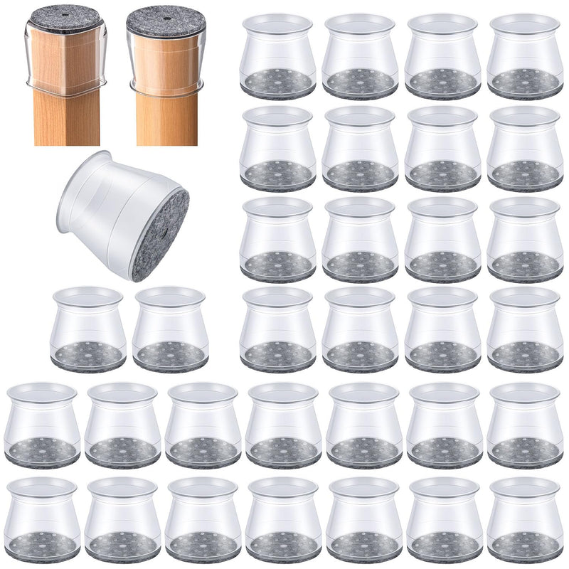 32 Pcs Chair Leg Protectors for Hardwood Floors, Silicone Felt Furniture Leg Cover Pad for Protecting Floors from Scratches and Noise, Smooth Moving for Chair Feet(Large fit : 1.3'' - 2'') Universal Large Clear-32pcs