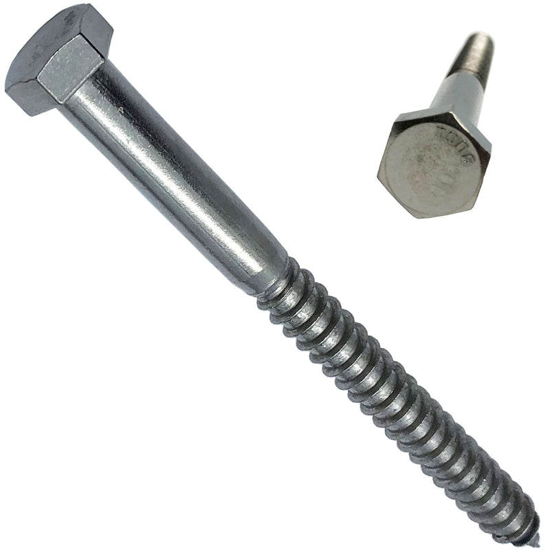 1/2" X 6" - 304 Grade Stainless Steel lag Screws, Hex Head Fasteners, Stainless Steel Screw. Use as Construction, Wood, Metal, lag Screw or mounting Screws Fasteners lag Bolts. Heavy Duty Screws. (5)