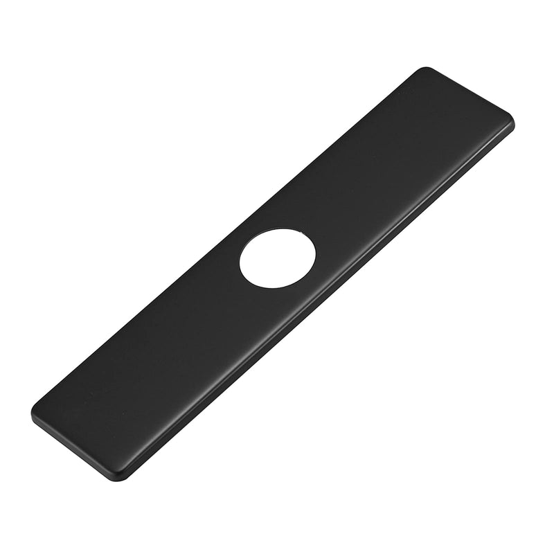 Matte Black Faucet Plate, Sink Hole Cover, Faucet Deck Plate 10 Inch 1 or 3 Hole Long Rectangle Cover Deck Plate Faucet Escutcheon for Bathroom Kitchen Vanity Sink Faucet Stainless Steel 10" Right Angle Matte Black