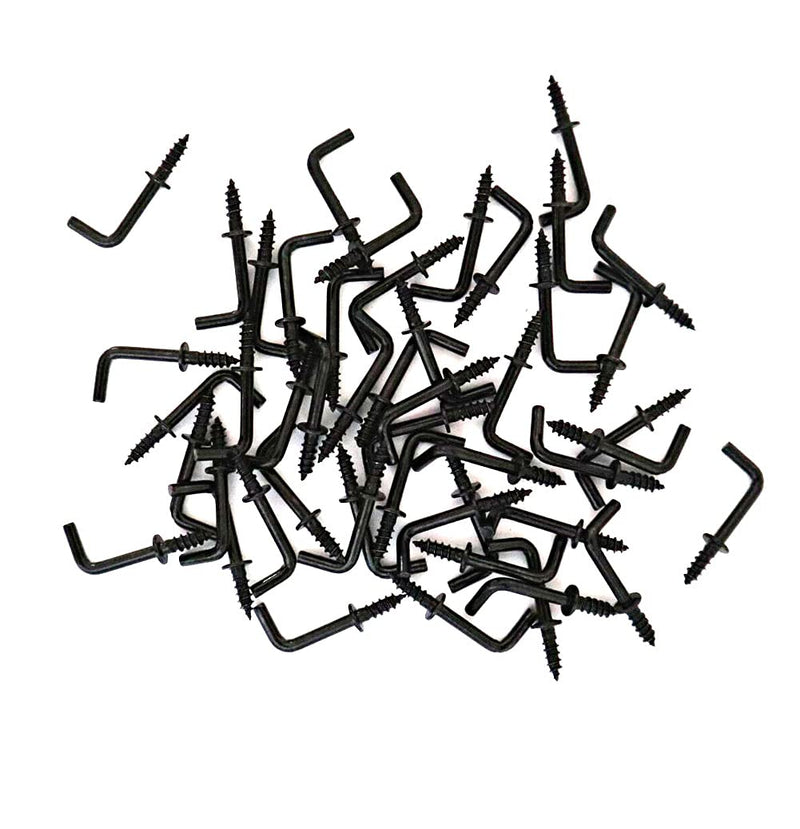 100 Pcs 1/2" Black Small l Shaped Hooks Screw in Right Angle Hooks Square Bend Hooks Jewelry Hooks
