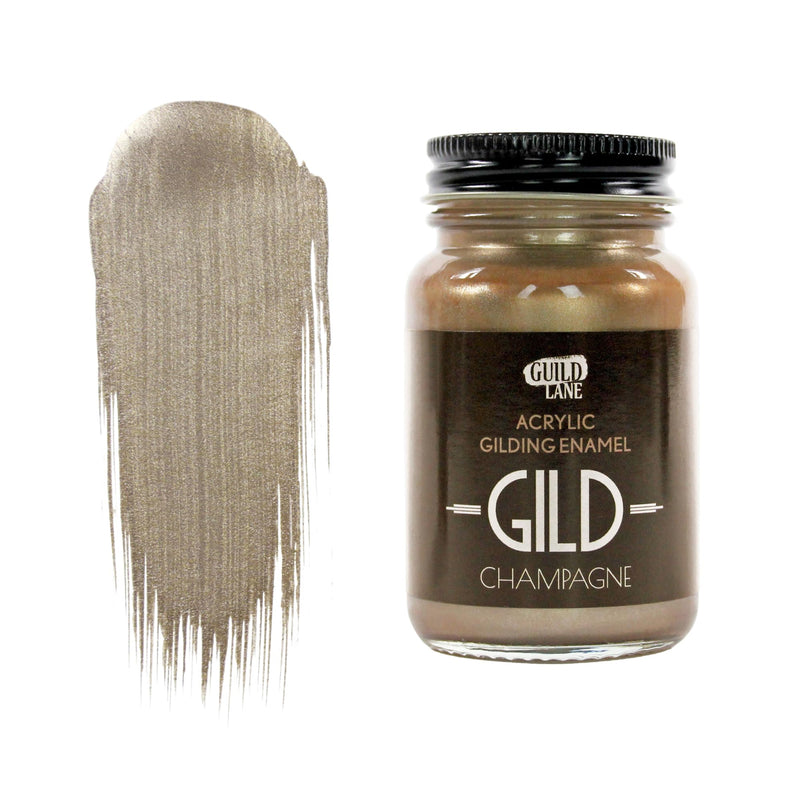 GILD Metallic Acrylic Enamel Paint - Champagne - For Wood, Metal, Glass, Furniture & Crafts - Water-Based, Non-Tarnish Finish - 60ml Tin - Made in Britain 2.03 Fl Oz (Pack of 1)