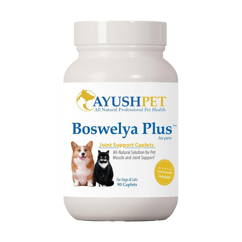 Ayush Pet Boswelya Plus, Joint and Muscle Support for Pets, Ayurvedic Pet Supplement with Boswellia, Ginger, and Bromelain, Large or Small Animals, 90 Vegetarian Caplets - PawsPlanet Australia