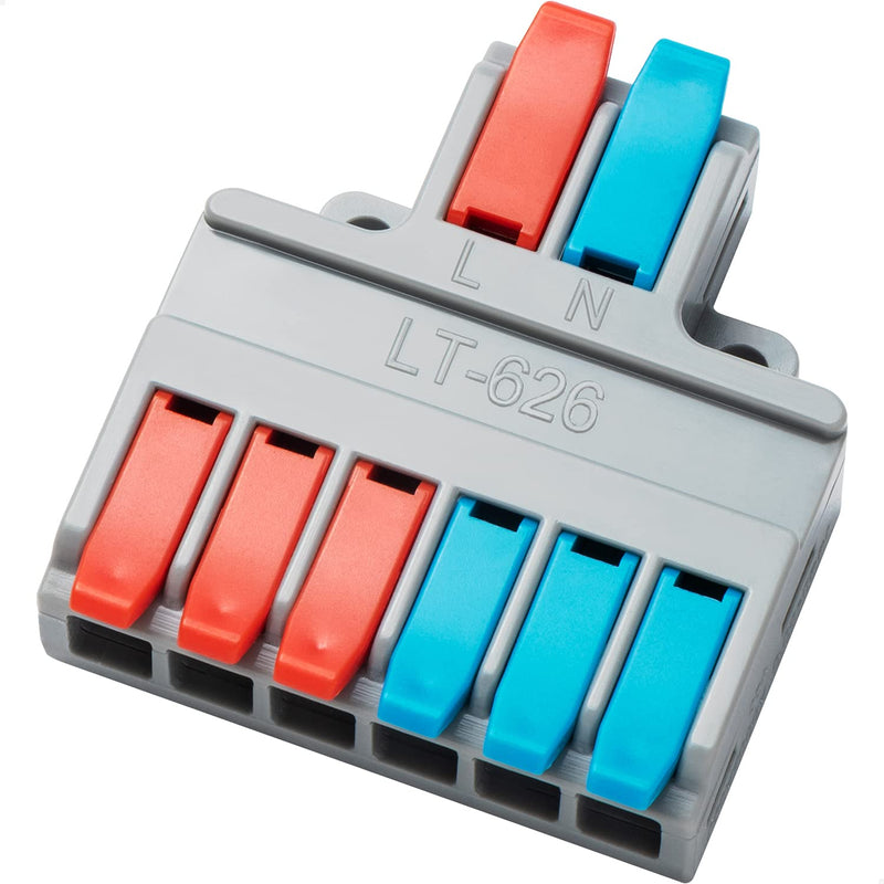 GKEEMARS 10Pcs Lever Wire Connectors, Quick Disconnect Kit Cable Clamp Terminal Blocks for Electrical Wire (2 in 6 Out) 2 in 6 out - NewNest Australia