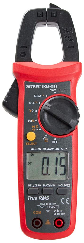 TECPEL DCM-033B 6000 Count Digital Clamp Meter Clamp Multimeter (ACA/ACV/DCA/DCV)
