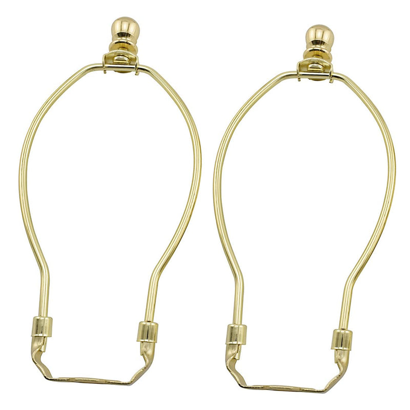 8-Inch Lamp Shade Harp Holder Fitter with Ball Finial Knob and Saddle Base [2set Gold] 8 Inch