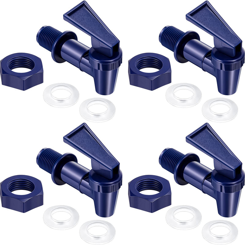 Replacement Cooler Faucet Water Bottle Jug, Dispenser Tap Set, Reusable Spigot Spout Water Beverage Lever Pour Dispenser Valve Crock Tap(Deep Blue,4 Sets) Deep Blue 4