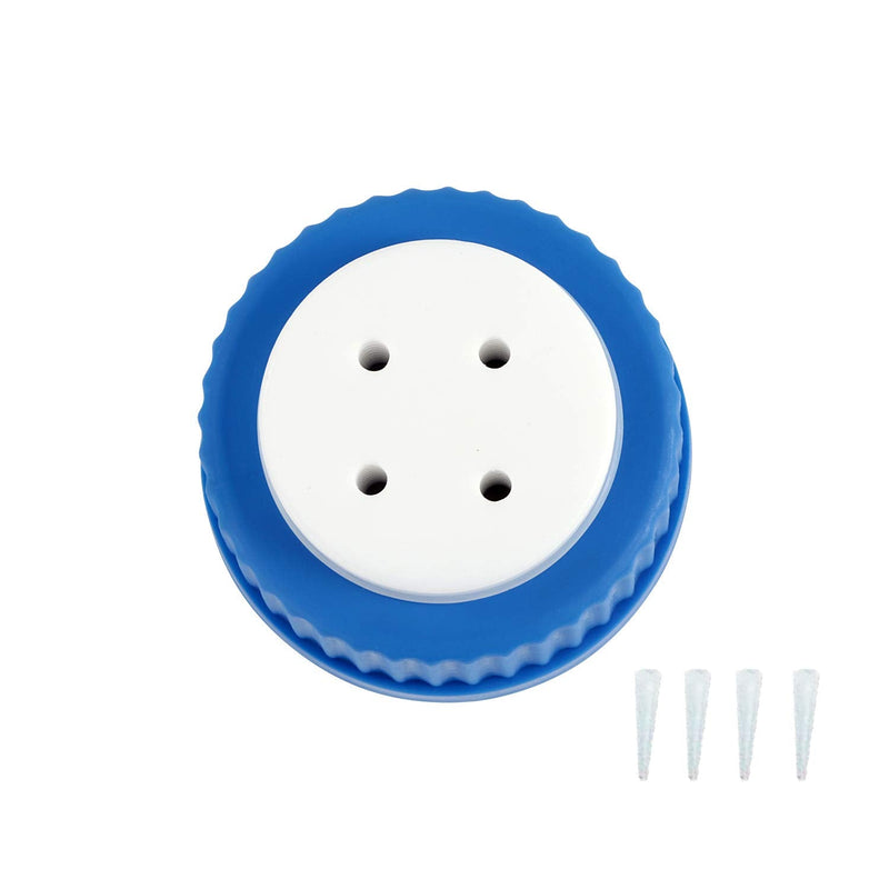Blue GL45 4-Port Safety Filling Cap with Four Holes for Glass Bottles, 1/8 Inch OD Tubing, Complete Kit (Case of 4)