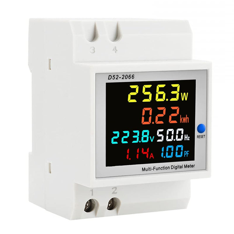 Digital Single Phase Energy Meter Tester Electricity Usage Monitor AC 110V 40V~300V 100A Ampermeter Power Voltmeter Ammeter Voltage Amps Watt Kwh Frequency Power Factor Meter Multimeter (Built-in CT) Built-in CT