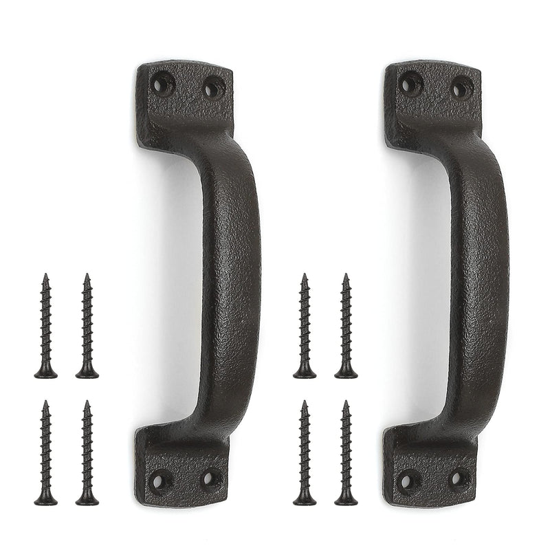Barn Door Pulls Handles Heavy Solid Cast Iron Gate Handle, 7inch Metal Hardware for Sliding Barn Door Gate Fence Door Drawer Garage - Dark Brown 2 Pack Rustic Dark Brown