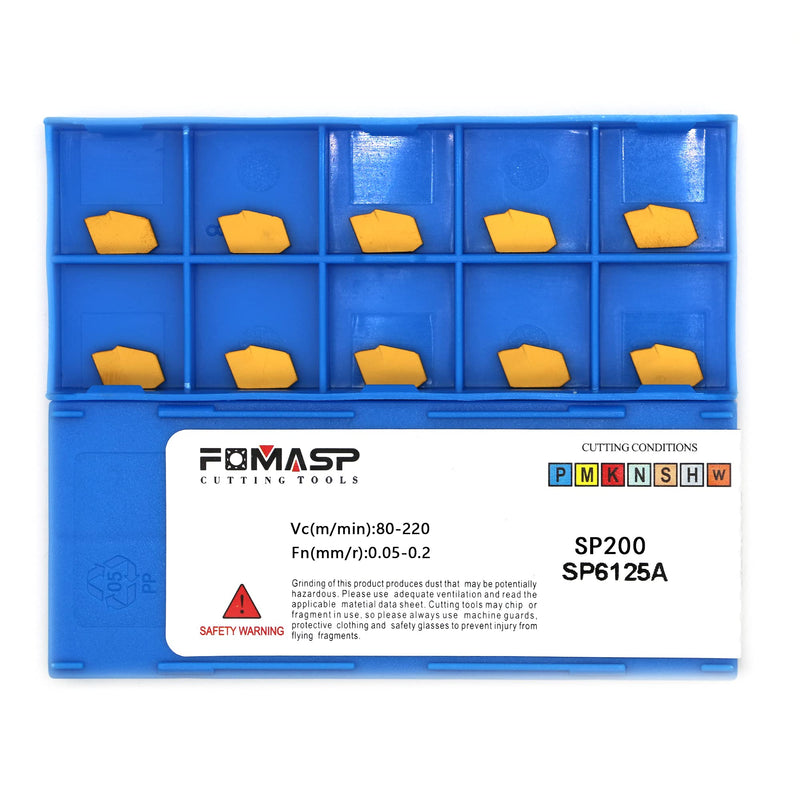 GTN-2 (SP200) CNC Grooving Carbide Inserts Steel Fit for SPB226 Lathe Grooving Cutting Tools, CVD Yellow Coating, 10pcs I-SP200-Y
