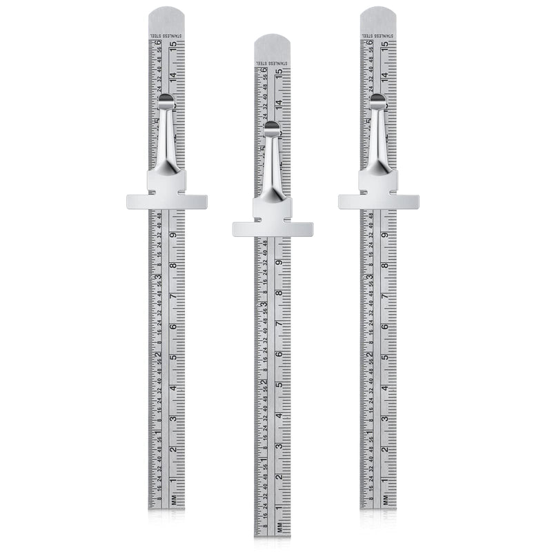 6 Inch 15 cm Pocket Ruler Flexible Precision Stainless Steel Ruler with Detachable Clips Stainless Steel Pocket Clip Scale Gauge Metric British System(3 Pieces) 3
