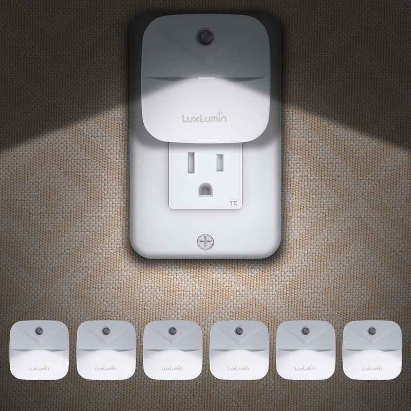 LED Night Light, Night Lights Plug into Wall with Dusk-to-Dawn Sensor, Automatically Turn on and Off,Night Light for Kids,Bedroom,Bathroom,Stairs, White, 6 Packs Daylight White