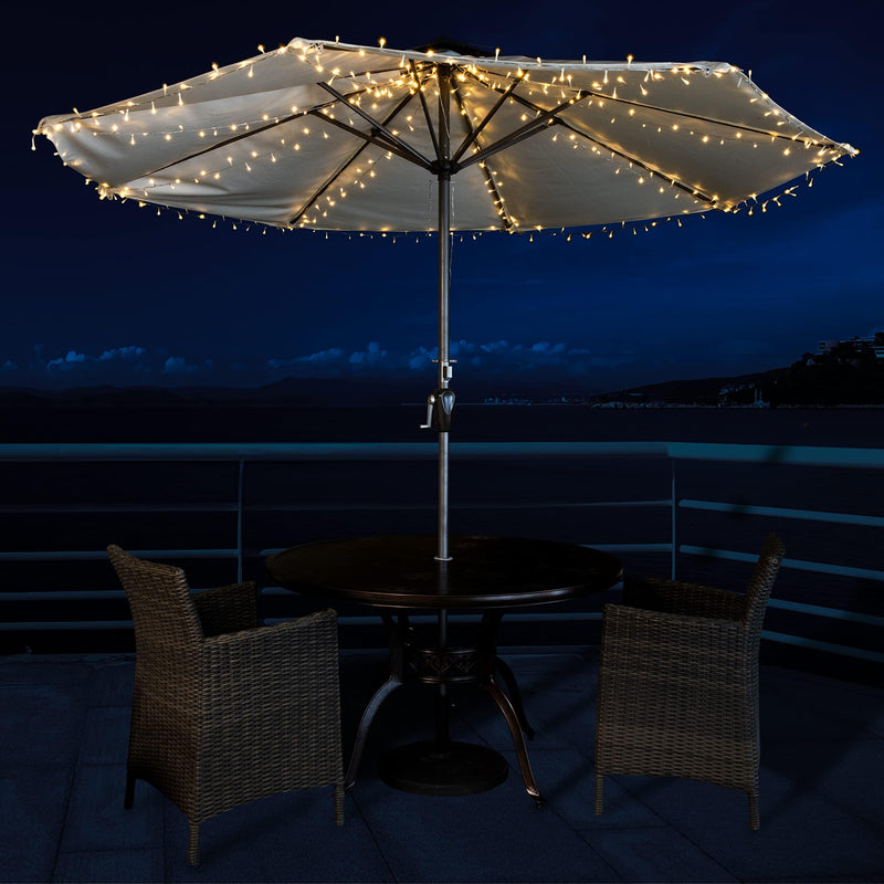Patio Umbrella Lights, Solar Waterproof Umbrella String Lights with 360 Warm White LED, Fairy String Lights Perfect for Umbrella Outdoor Garden Decor, Home Garden Wedding Party Christmas