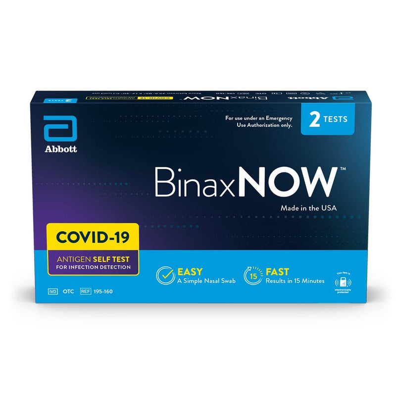 BinaxNOW COVID-19 Antigen Self Test, 1 Pack, 2 Tests Total, COVID Test With 15-Minute Results Without Sending to a Lab, Easy to Use at Home 2 Test Total