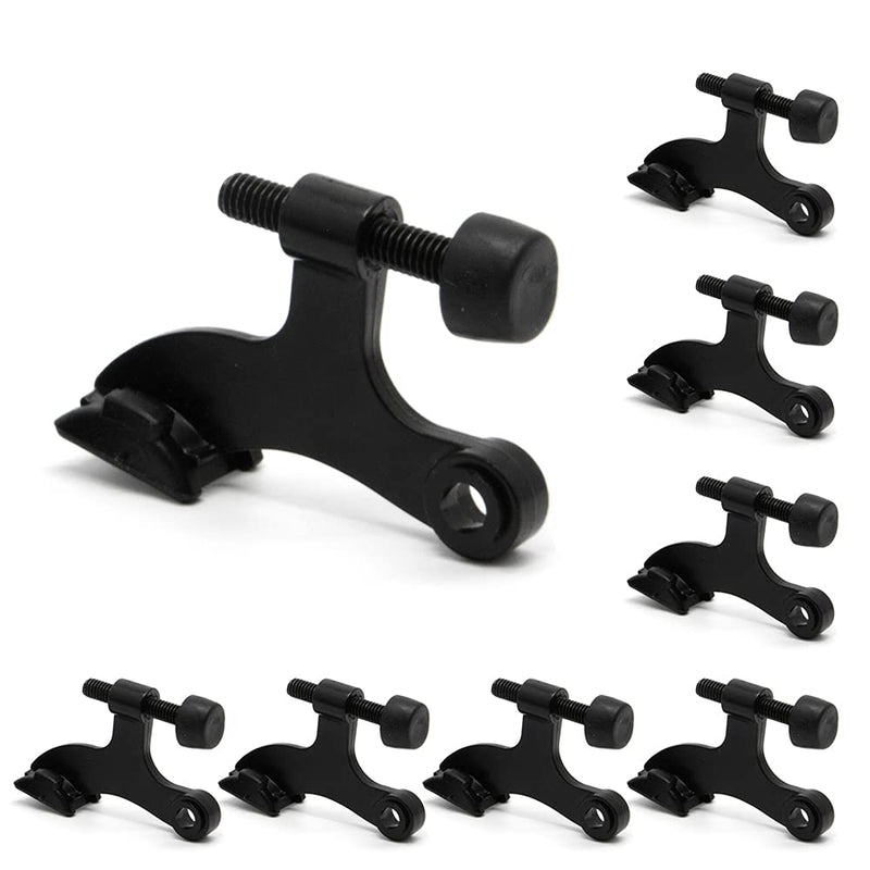 8 Pack Hinge Pin Black Door Stopper, Adjustable Heavy Duty Hinge Pin Door Stop with Black Rubber Bumper Tips 8 Matte Black