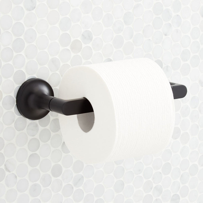 Signature Hardware 466405 Lentz Wall Mounted Pivoting Toilet Paper Holder Matte Black