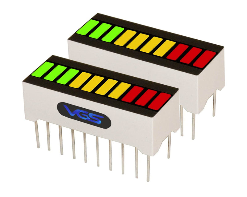 2pcs. 10 Segment LED Bar Graph Display 3 Colors(3xSuper Red+4xYellow+3xSuper Green) Single led bar Graph(DIY or Arduino) SRGY