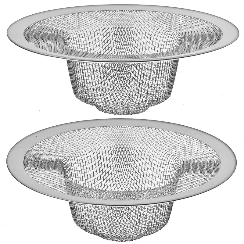 2 Pack - 4.5" Top / 3" Mesh Basket - Kitchen Sink Drain Strainer Stainless Steel Large Food Catcher. Fast Flow and Effective Full Mesh Basket