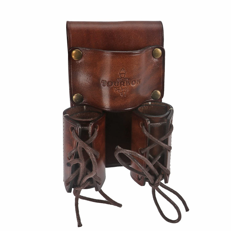 TOURBON Leather Tool Organizer Bull Pin Holster Wrench Hammer Holder Brown
