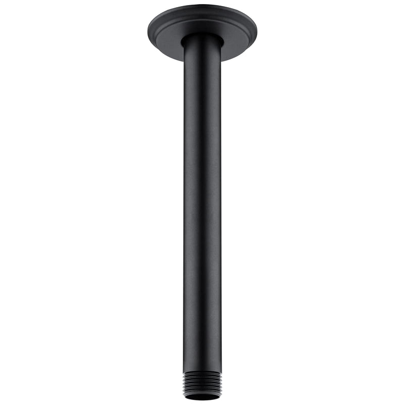 8 Inch Shower Arm and Flange Matte Black, Ceiling Mounted Shower Arm for Rain Shower Head