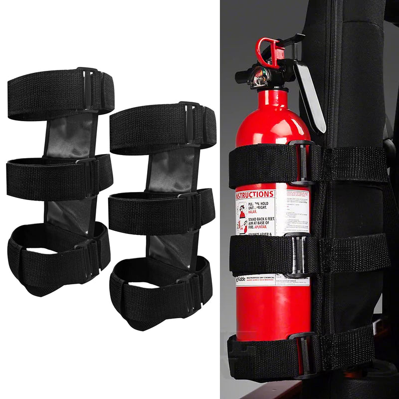 Car Roll Bar Fire Extinguisher Holder Replacement for Jeep Wrangler CJ YJ TJ LJ JK JKU JL JLU, Polaris Ranger RZR General RS1, Can Am Maverick X3 & More - Adjustable Extinguisher Mount Strap 2 Pack - NewNest Australia