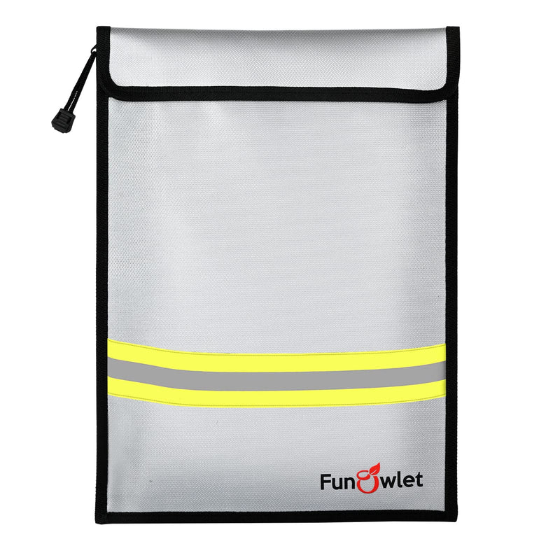 Fireproof Waterproof Money Document Bag - 15" x 11" Upgraded Zipper Bags, Fire & Water Resistant Storage Organizer Pouch for A4 A5 Documents Holder,File,Cash,Jewelry,Passport,Tablet,Laptop (Gray) Gray