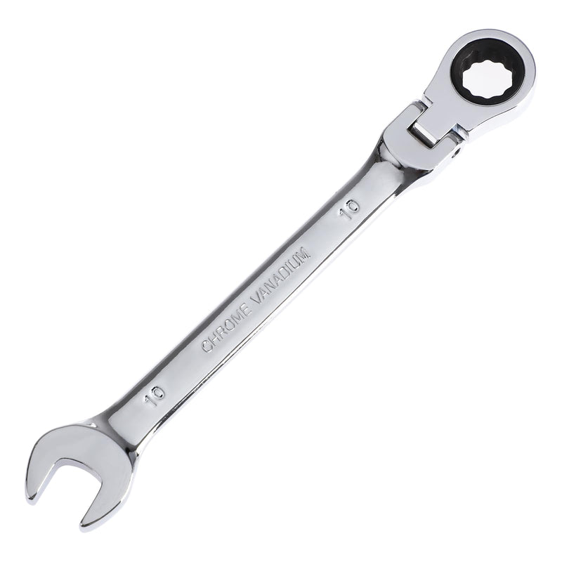 10mm Ratchet Wrench Flex Head: Box End Wrench 12Pt| Metric Ratcheting Combination Chrome Vanadium 10mm