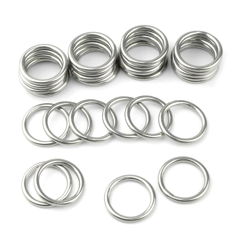 30 PCS Weldeding Stainless Steel O-Ring Welded Round Rings for Camping Belt, Dog Leashes, Luggage Accessories (3mm×25mm ID) 3mm×25mm ID