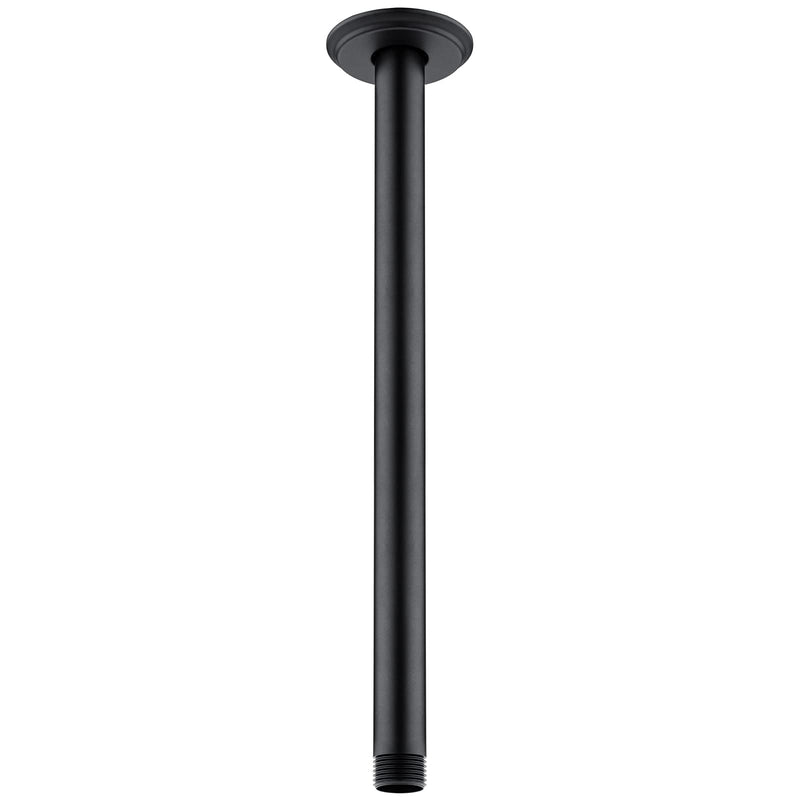 12 Inch Shower Arm and Flange Matte Black, Ceiling Mounted Shower Arm for Rain Shower Head 12 Inches