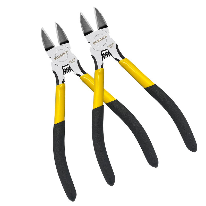 BOOSDEN Wire Cutters 2 Pack,6 inch Side Cutters, Flush Cutters, Ultra Sharp Precision Spring Loaded Cutting Pliers, Small Wire Cutters,Dikes Wire Cutters for Jewelry Making/Artificial Flowers/Crafting 6.5"x2 Pack