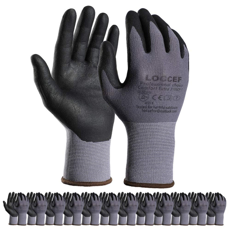 Safety Work Gloves MicroFoam Nitrile Coated-12 Pairs,Seamless Knit Nylon Gloves,Home Improvement,Micro-Foam Gloves 9/Large Grey-12 Pairs