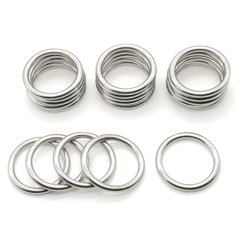 20 PCS Smoothing Welded 304 Stainless Steel O-Ring Welded Round Rings for Camping Belt, Dog Leashes, Luggage Accessories 4mm×20mm ID