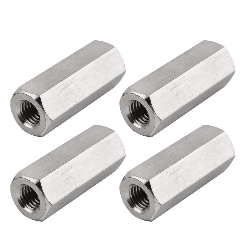 Pack of 4 M8 X 1.25-Pitch 40 mm Length Metric Hex Coupling Nut 304 Stainless Steel Rod Coupling Nuts