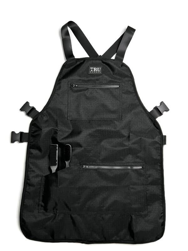 TRU BARBER Professional Apron, Barber Apron, Hair Stylist Apron, Tools Apron, Women/Men (Black)