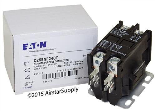 Compatible Replacement for Homer XMC0-402-EBBD - Eaton C25BNF240T 40A, 2P, 24V Definite Purpose Contactor