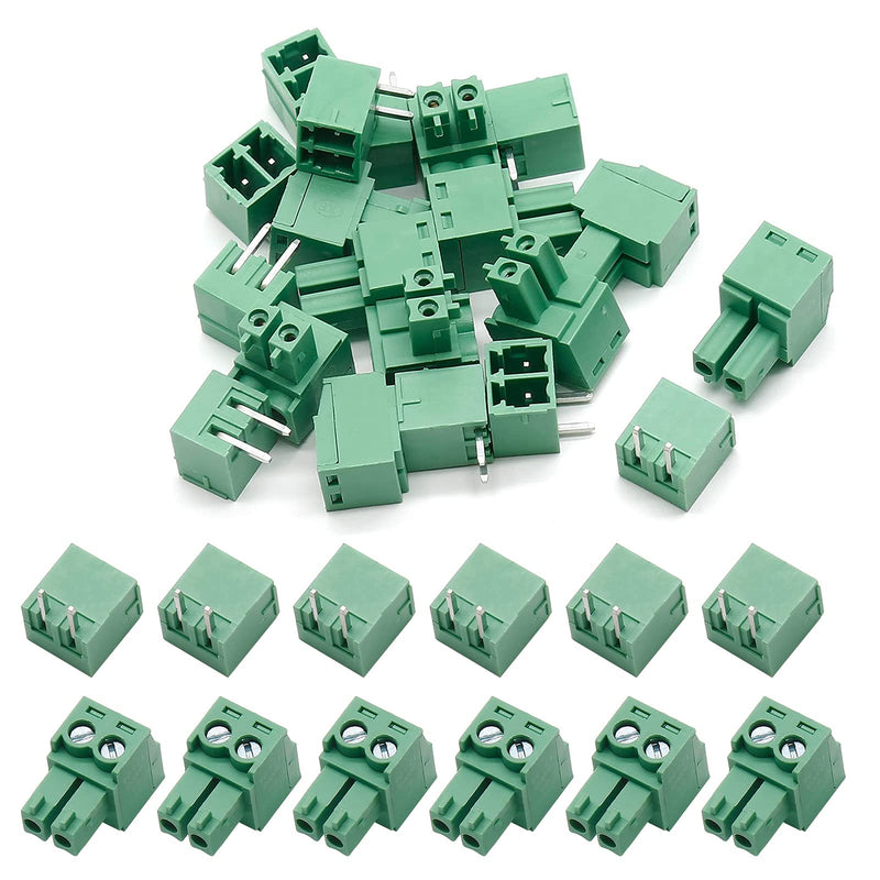 10Set 3.81mm Pitch Male Female 2-Pin PCB Screw Terminal Block Connector Plug KF2EDGK - Green, 300V 8A 2-Pin 3.81mm | 10Set