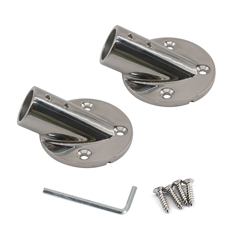 Boat Railing Fittings Deck Hardware 316 Stainless Steel Tube Base Rod Flange Holder (Pack of 2) 1 Inch