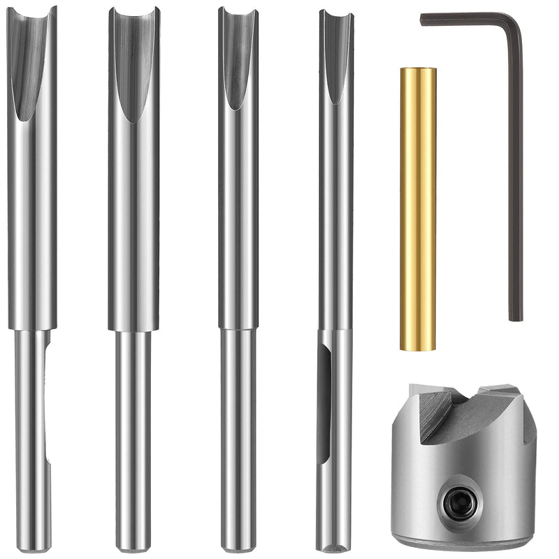 7 Piece Pencil Trimmer Kit Pencil Trimmer System Milling Cutter Set 7mm 8mm 3/8 Inch 10mm Cutter Shaft, Cutting Head Socket Adapter Hex Wrench for Woodworking Pen Kit Preparation