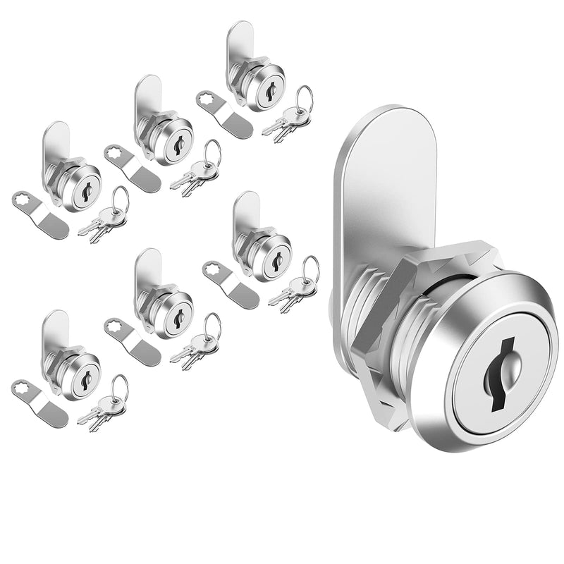 6 Pack Cabinet Locks with Keys, 5/8" Cam Lock Keyed Alike, Mailbox Lock Replacement Secure Drawer Tool Box Mail Box RV Door, Zinc Alloy 6 Pack 5/8 Inch
