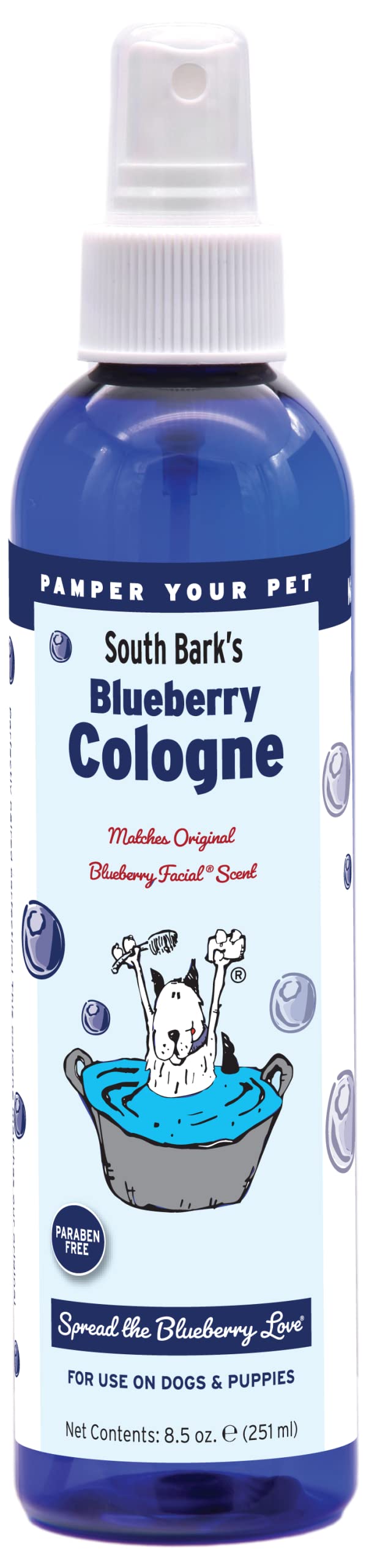 South Bark's Original Blueberry Dog Cologne 8.5 oz. | Dog Perfume Long Lasting | Deodorizing Spray | Same Scent As The Famous Blueberry Facial® Original Blueberry - sugary goodness! 8.5 Fl Oz (Pack of 1) - PawsPlanet Australia