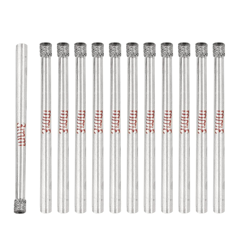 Luomorgo 12Pcs 3mm/1/8 inch Diamond Hole Saw, 1/5 inch Cutting Depth Diamond Diamond Drill Bits for Glass Ceramic Marble Porcelain Tile Granite Quartz Gemstone 12Pcs, 3mm / 1/8 inch