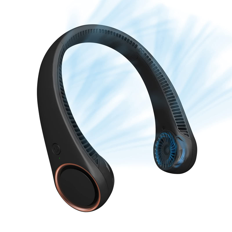 CIVPOWER Neck Fan: Portable Personal Neck Cooling Rechargeable Bladeless Fan - Hands Free 3 Speed 4000 mAh Battery USB Operated Wearable Headphone Design - Gift for Men Women Outdoor (Black) Black