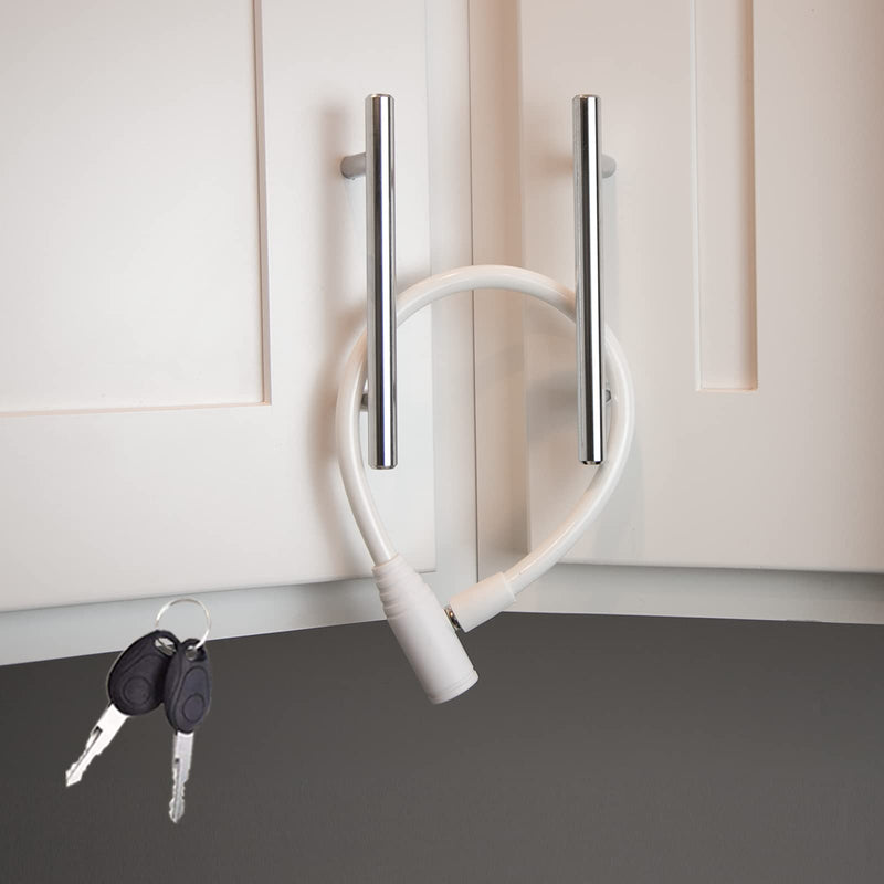 Urban August Child-Proof Refrigerator Lock for Kids & Adults - Lock for French Door Fridge and Cabinet (Regular, White - 2 Pack) Regular