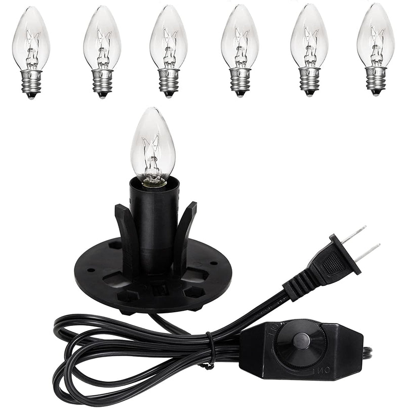 Venforze Himalayan Salt Lamp Cord Replacement with Dimmer Switch and E12 Halogen Salt Lamp Bulbs(6-Pack), 5 Feet Salt Lamps Cords with Base Assembly Size B1