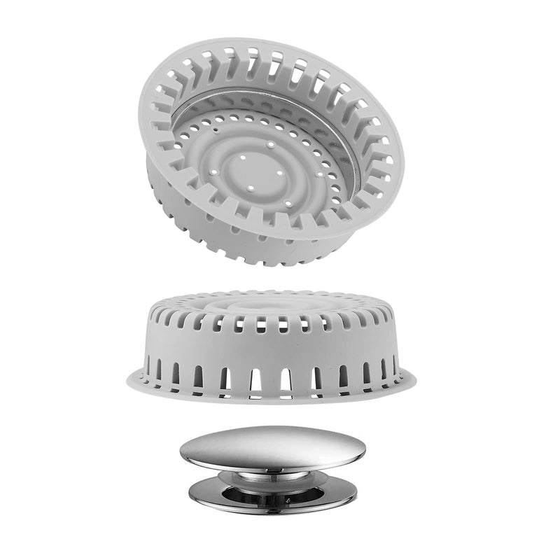 Drain Hair Catcher, Upgraded Protector with Silicone & Stainless Metal Designed for Pop-Up and Regular, Effective Without Slowing Drainage Gray